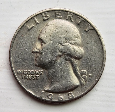 1968 D Washington Error Quarter/Filled In Mint Mark/Filled A’s/ Off-center Cover