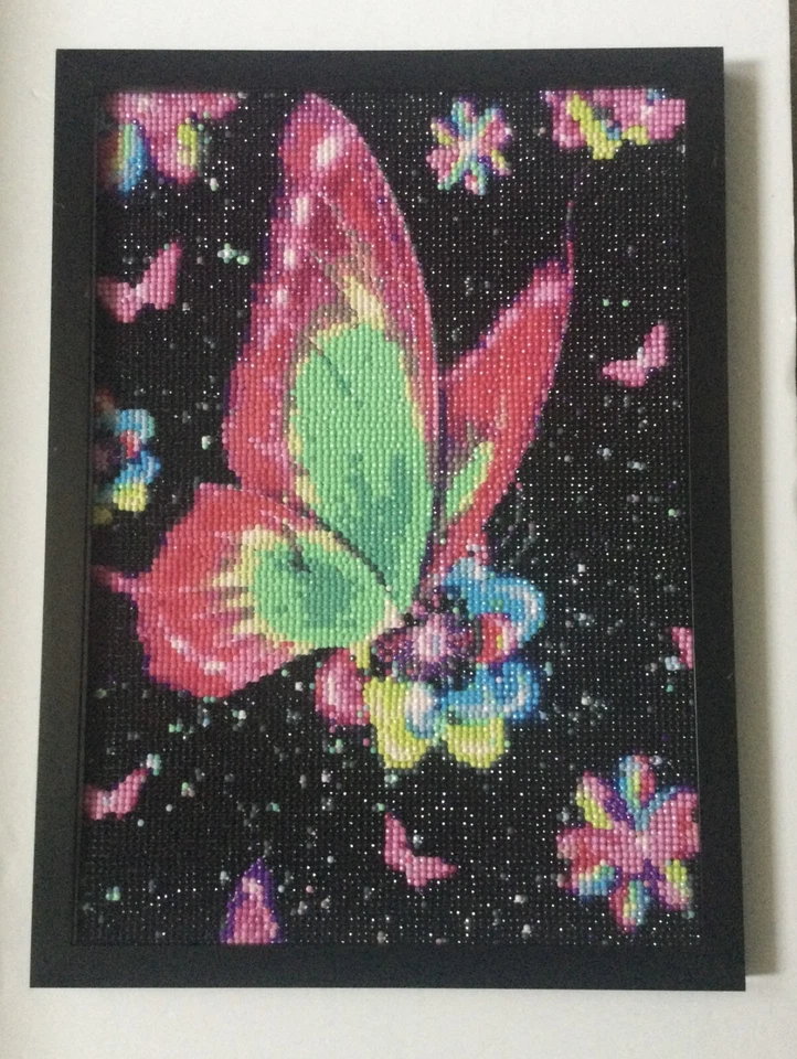 Framed  Vibrant Butterfly Dot Art - 11” X 13” - Image 1 of 1