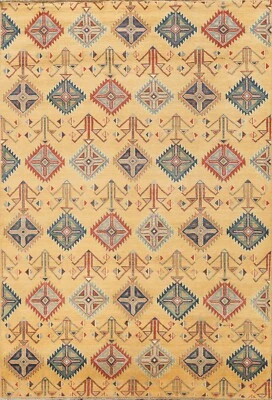 Geometric Super Kazak Vegetable Dye Handmade Oriental Area Rug Wool Carpet 6'x9' - Image 1 of 4