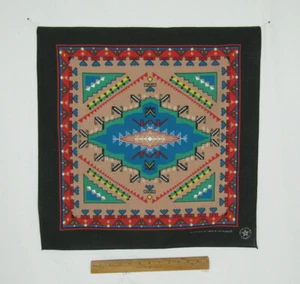 VTG 1960s SOUTHWESTERN NATIVE AMERICAN STYLE SCARF 22" by 21 1/2" COTTON POLY - Bild 1 von 6