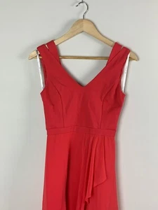 Forever New Asymmetrical Maxi Dress Women's Aus 6 Red V-neck Ruffle Hi-Low Hem - Picture 1 of 17