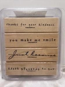 Juego de 4 sellos montados en madera Stampin Up Simple Sayings II de 2003 - Imagen 1 de 6