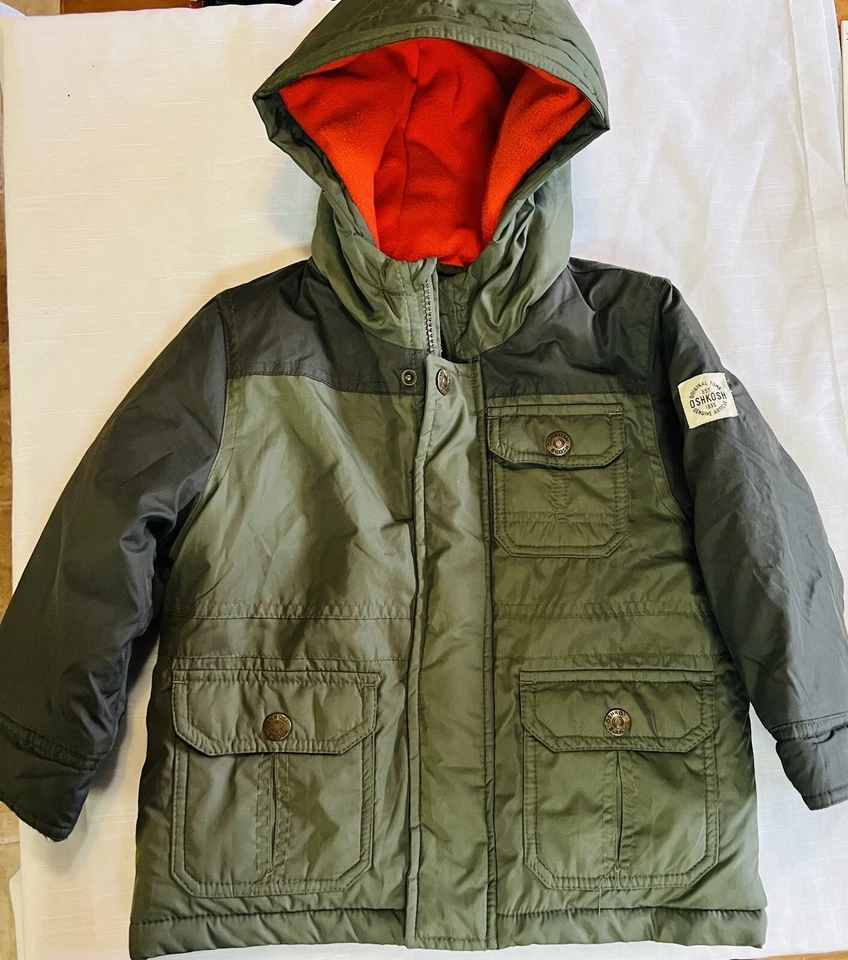 OshKosh B’gosh Olive Green Hooded Coat Size 4T - Image 1 of 4