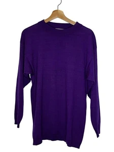 Suéter de lana merino vintage años 80 Bergdorf Goodman Italia para mujer púrpura talla M - Imagen 1 de 6