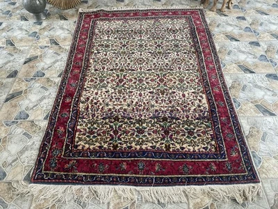 VINTAGE RUG HAND-KNOTTED Turkish Anatolian handmade wool antique farmhouse rug - Image 1 of 4