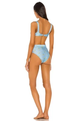 Nuevo con etiquetas Parte inferior de bikini Faithfull The Brand 6 EE. UU. Norma azul amarillo 117159 Foto 1 de 2