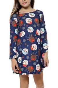Kinder Mädchen Weihnachten Swing Kleid Weihnachtsgeschenke Süßigkeiten Pinguin Rentier - Bild 1 von 42