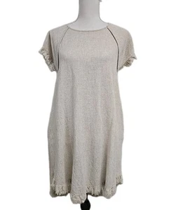 Vestido Umgee Pullover Alto Bajo Mezcla de Lino Bolsillo Avena Beige Para Mujer Talla S - Imagen 1 de 11