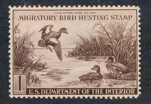 UNITED STATES (US) RW9 MINT F-VF LH $1 BALDPATES - Picture 1 of 2