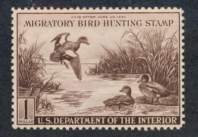 UNITED STATES (US) RW9 MINT F-VF LH $1 BALDPATES - Image 1 of 2