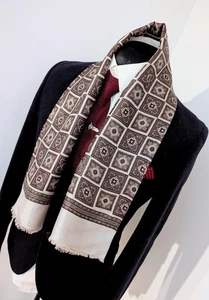 Bufanda geométrica vintage para hombre, bufanda beige de seda de seda para hombre de los años 60 - Imagen 1 de 10