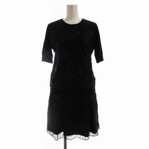 Calvin CARVEN setup top knit puff skirt knee length short sleeve S black Used 6c - Picture 1 of 9
