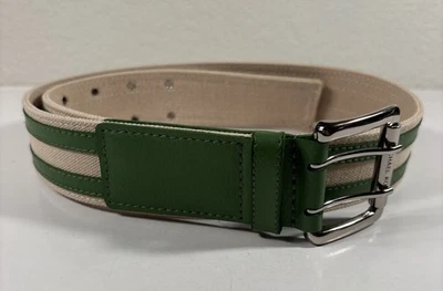 Cinturón utilitario MICHAEL KORS para mujer talla pequeña cuero verde abeto lona neutra Foto 1 de 4