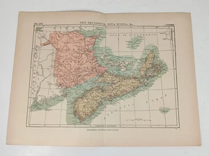 Antique Encyclopedia Britannica New Brunswick Nova Scotia Original 1890 Map - Picture 1 of 7