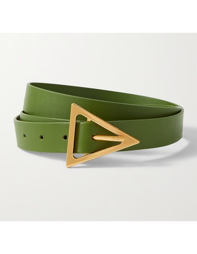 BOTTEGA VENETA cintura triangolare in pelle verde taglia 85 (per vita da 32 a 34 pollici)