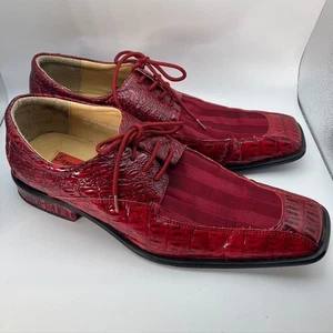 Expressions by RC elegante Herrenschuhe Größe 11 rot Krokodilprägung Oxford formell - Bild 1 von 12