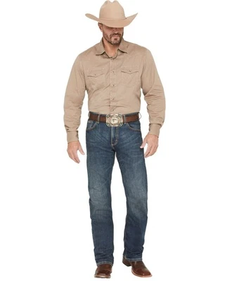 Jeans bootcut fino Wrangler retrô masculino Layton lavagem média cintura baixa - WLT77LY - Imagem 1 de 4