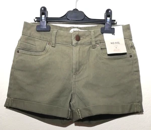 Shorts Ladies Denim Cotton Stretch Mid Rise Primark Size 4 To 20 Green Colour - Picture 1 of 24