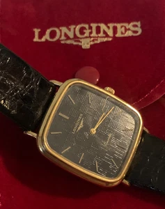 Raro LONGINES quartz cal L960.2 black cassa placcata oro ref 6278 1 960 pochette - Foto 1 di 20