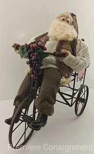 Karen Didion Crakewood Collection Wine Delivery Santa Clause on Tricycle Cart - Picture 1 of 12