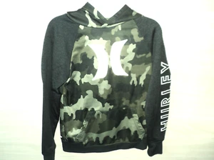 Hurley Nike Dri-Fit Hoodie Boy's Size M Green and Gray Camo Kangaroo Pocket - Picture 1 of 3