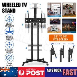TV Floor Stand LCD LED Screen Monitor Bracket Mount Shelf Mobile Trolley 32"-70" - Picture 1 of 12