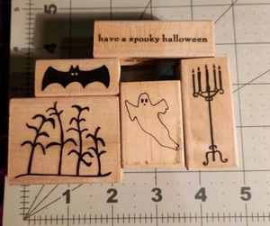 5 Savvy - Estampillas de goma FELIZ MURCIÉLAGO de Halloween - Fantasma. Vela Maíz Peine-ENVÍO B6 - Imagen 1 de 6