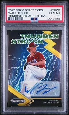Walter Ford 2022 Panini DP Thunderstruck 9/10 Auto Gold Prizm SSP PSA 10 Rookie - Image 1 of 2