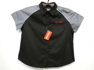 New Polaris Womens Black Gray Short Sleeve Button up Pit Garage Shirt Size 3XL - Picture 1 of 9