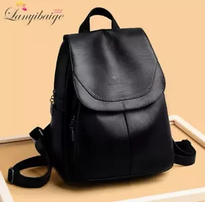Backpack Soft Leather Vintage Women Shoulder Bags Casual Travel Ladies Female - Picture 1 of 11