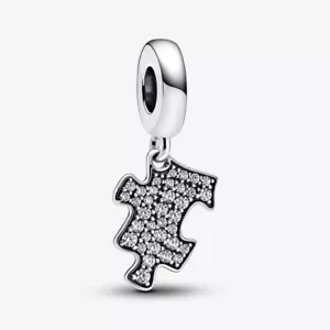 Pandora Sparkling Puzzle Piece Dangle Charm - Picture 1 of 5