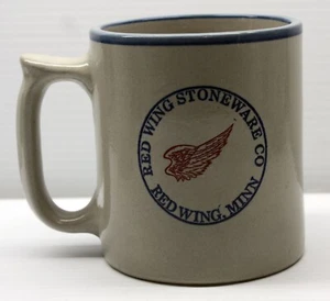 Tazza caffè Red Wing Stoneware Co Minnesota Made USA bordo blu con pubblicità - Foto 1 di 4