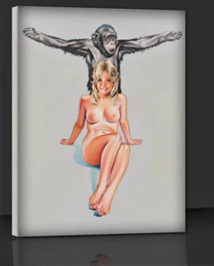 The chimpanzee and the girl Pin-Up Pop art Vintage  Bild 70x90 Kunst Mel 4 - Picture 1 of 2