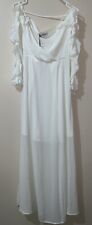 Elegant White Maxi Dress with Frilled Open Sleeves