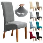 2024  Velvet Large Dining Chair Cover Long Back Kitchen Chair Cover Seat Cover