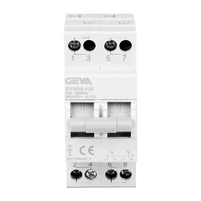 MARKENLOS GEYA 2P 63A Dual Power Umschalter Manuell Din-Schienen-Montage 240VAC