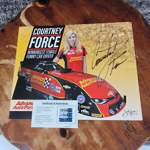 Courtney Force Funny Car Driver Autographed Advanced Auto Parts 8x10 Card NHRA
