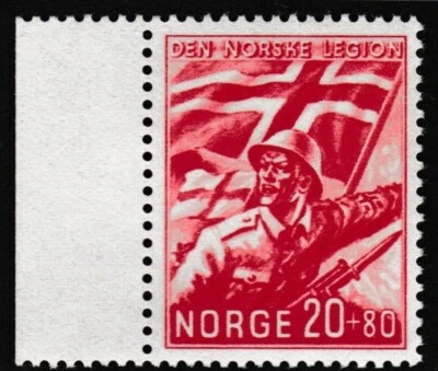 Noruega Serie 1941 La Legión Noruega Segunda Guerra Mundial Soldado Bandera MNH aXF con Margen A405 Foto 1 de 4