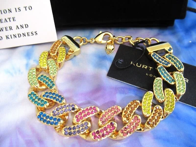 AUTÉNTICA PULSERA DE ESLABONES DE CADENA ARCO IRIS KURT GEIGER LONDRES NUEVA CON ETIQUETAS Foto 1 de 4
