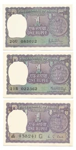 India Set of Rupee 1, UNC 3 Notes, Malhotra, Manmohan Singh, MG Kaul, - Picture 1 of 2