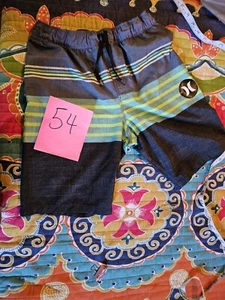 Hurley Boys Size 10/12 Swimming Shorts Trunks blue Black Stripe board Youth - Picture 1 of 8