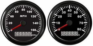 2 Gauge Sets 85MM GPS Speedometer 160MPH Odo Tacho RPM8000 with Hour Meter Black - Picture 1 of 8