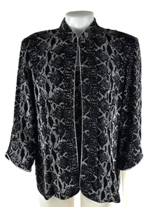 Alex Evenings Womens Animal Print Black Silver Sparkle Twinset Tank Jacket XLP - Picture 1 of 5
