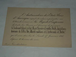 RUSSLAND KAISERLICH DOC.HISTORISCHES JAHR 1911 DER BOTSCHAFTER DER VEREINIGTEN STAATEN ANRICHTE - Bild 1 von 1