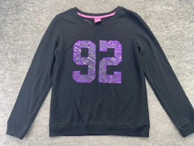 Sudadera Hard Candy Juniors Talla Grande L Negra Púrpura Lentejuelas Universitaria 92 Stretc Foto 1 de 4