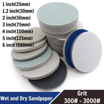 1- 6 Inch Sponge Sanding Discs 300 - 3000 Grit Hook & Loop Wet and Dry Sandpaper - image 1 of 4
