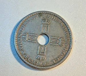 NORWAY 1 Krone 1946 Copper - Nickel Vintage Old Coin Currency - Picture 1 of 2
