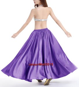 Lavender Satin Skirt 360 Full Circle Long Swing Belly Dance Tribal Flamenco Jupe