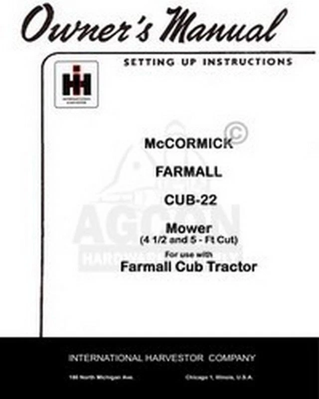 Cortacésped de hoz International Farmall McCormick CUB-22 4 1/2 5 ft manual del operador Foto 1 de 1