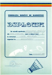 Rumänien, 1996, Rumänischer Badmintonverband Diplom - Bild 1 von 1